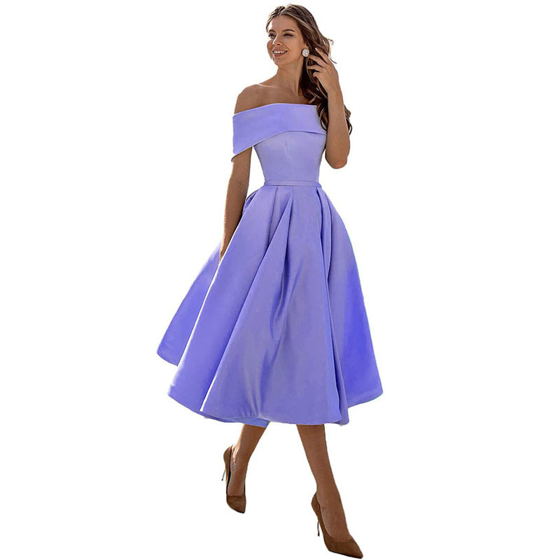 WW | Vielseitiges Trägerloses Satin-Kleid Für Partys