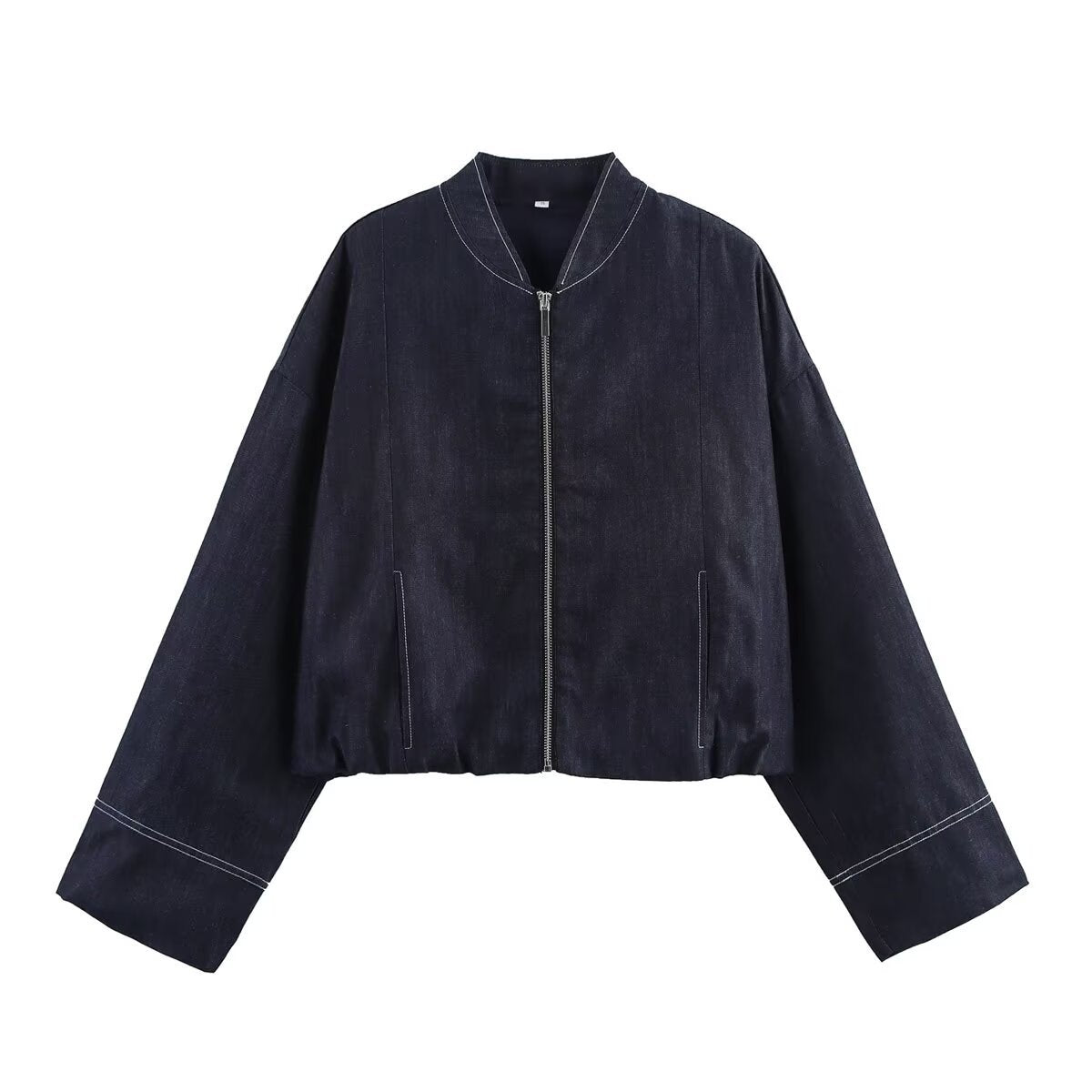Damen cropped Denim-Jacke im lässigen Blouson-Stil mit Reißverschluss WW