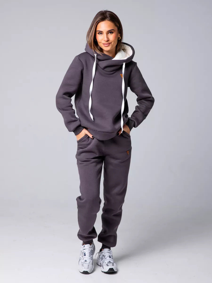 Damen Sportliches Hoodie-Set mit hohem Kragen WW