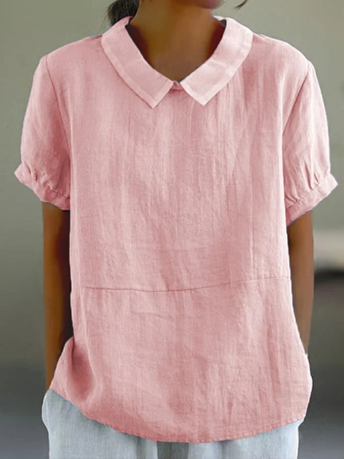 Damen Bio-Leinen Bluse mit Kragen WW