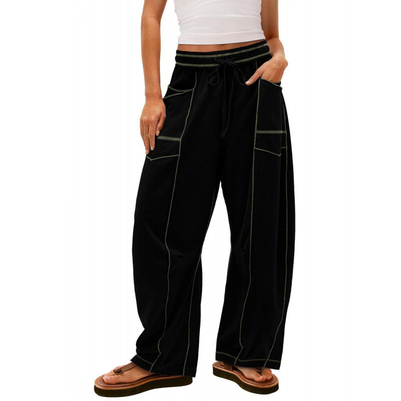 Damen weite Freizeithose mit praktischen Seitentaschen und elastischem Bund WW