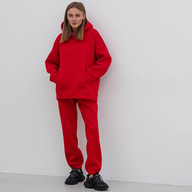 Damen sportliches Fleece-Set mit hohem Kragen WW