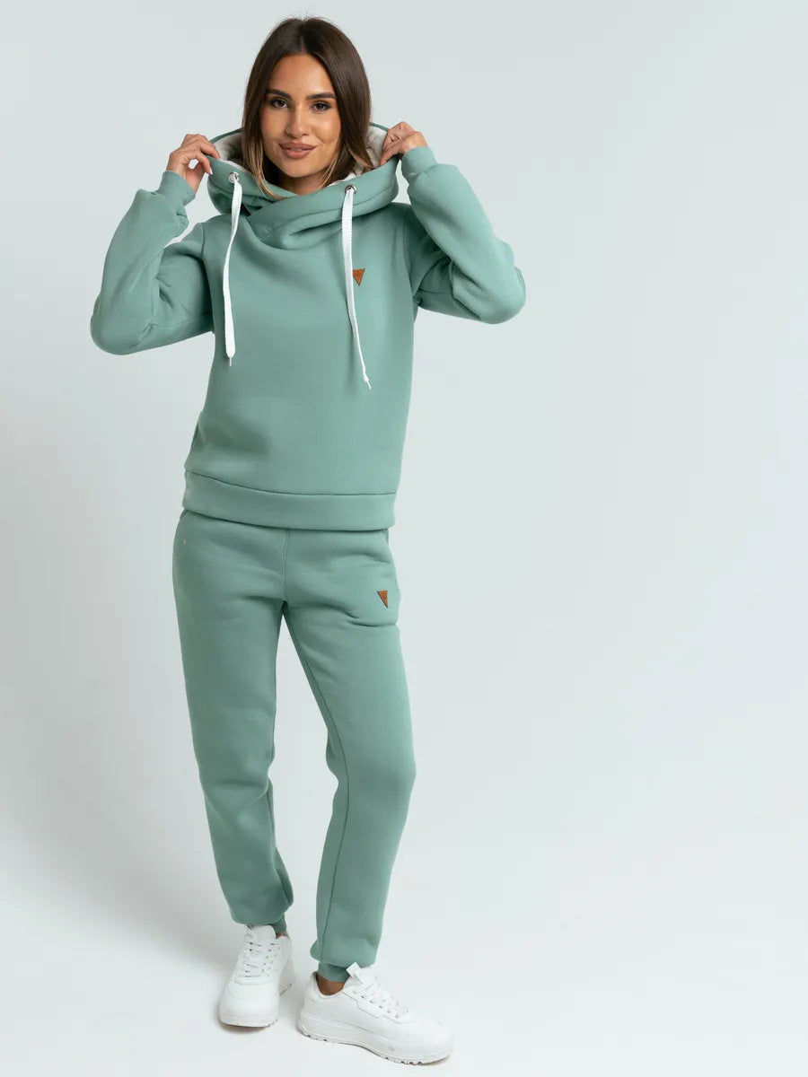 Damen Sportliches Hoodie-Set mit hohem Kragen WW
