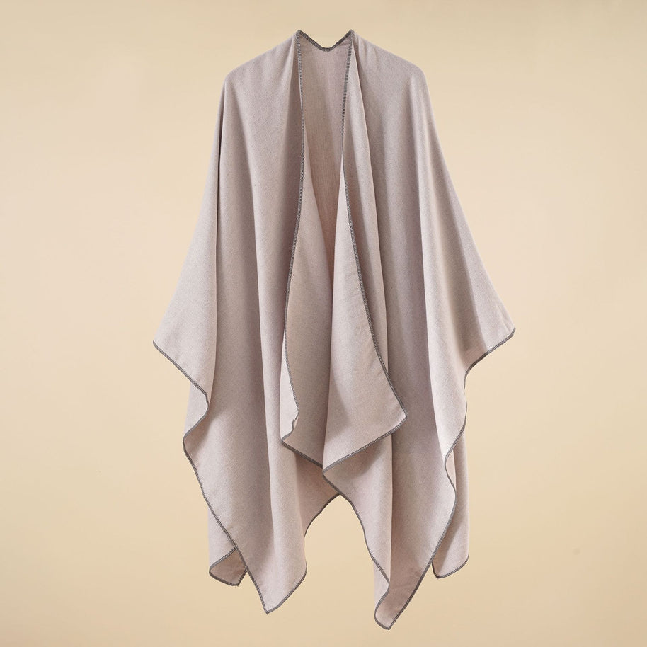 Damen Eleganter Wickelp Poncho aus weichem Wollmix WW
