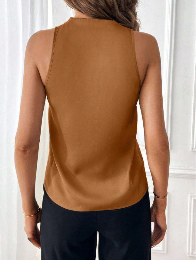 Damen elegantes Seidentop mit V-Ausschnitt und figurbetontem Schnitt WW