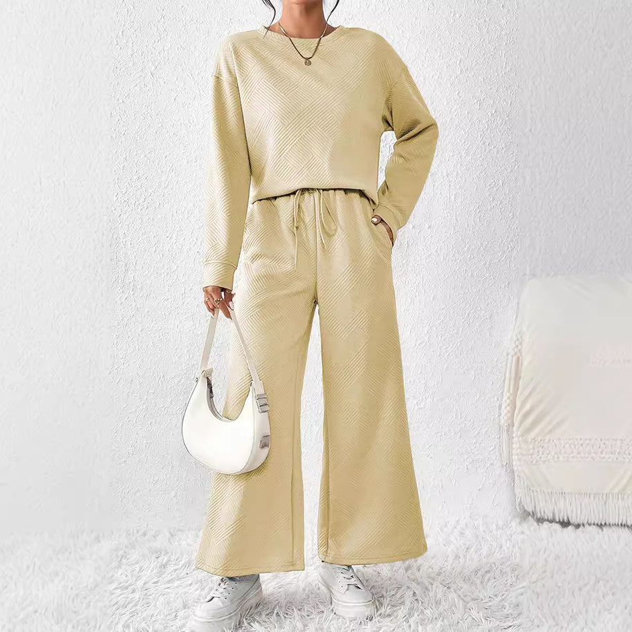 Damen gemütliches Lounge-Set mit strukturiertem Muster WW