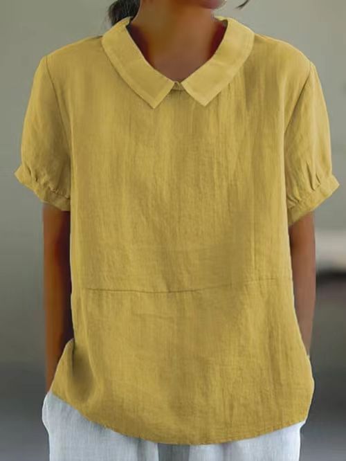 Damen Bio-Leinen Bluse mit Kragen WW