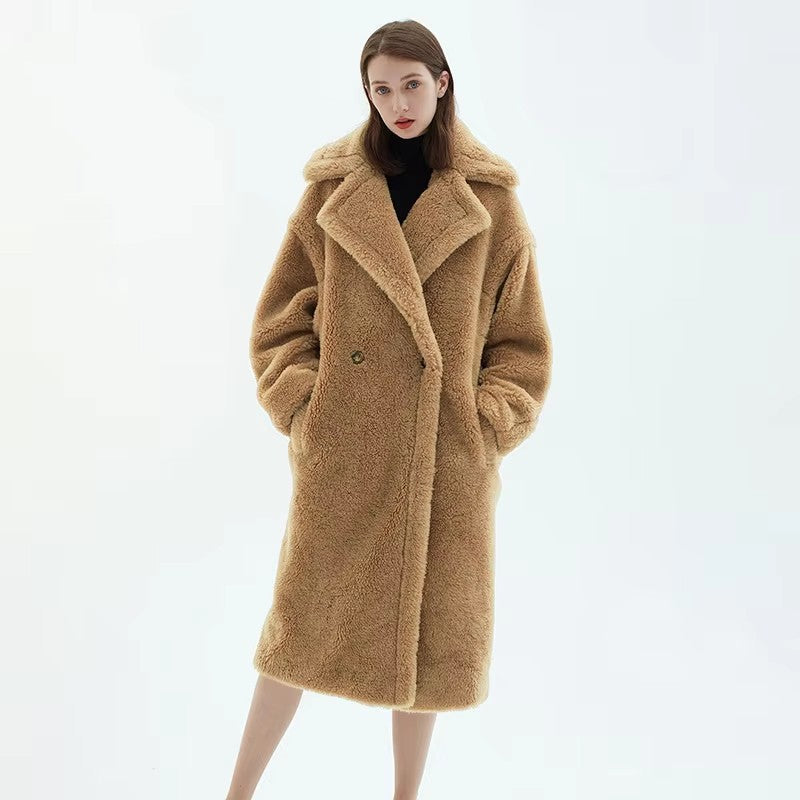 Damen Fleece-Mantel mit doppelter Knopfleiste und trendigem Schnitt WW