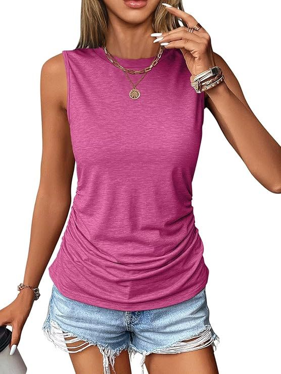 Damen ärmelloses Shirt mit modischem Raffungseffekt und hochwertigem Stoff WW