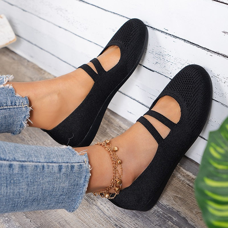 WW | Flache Slipper Mit Riemen Über Dem Spann Und Flacher Sohle Für Damen