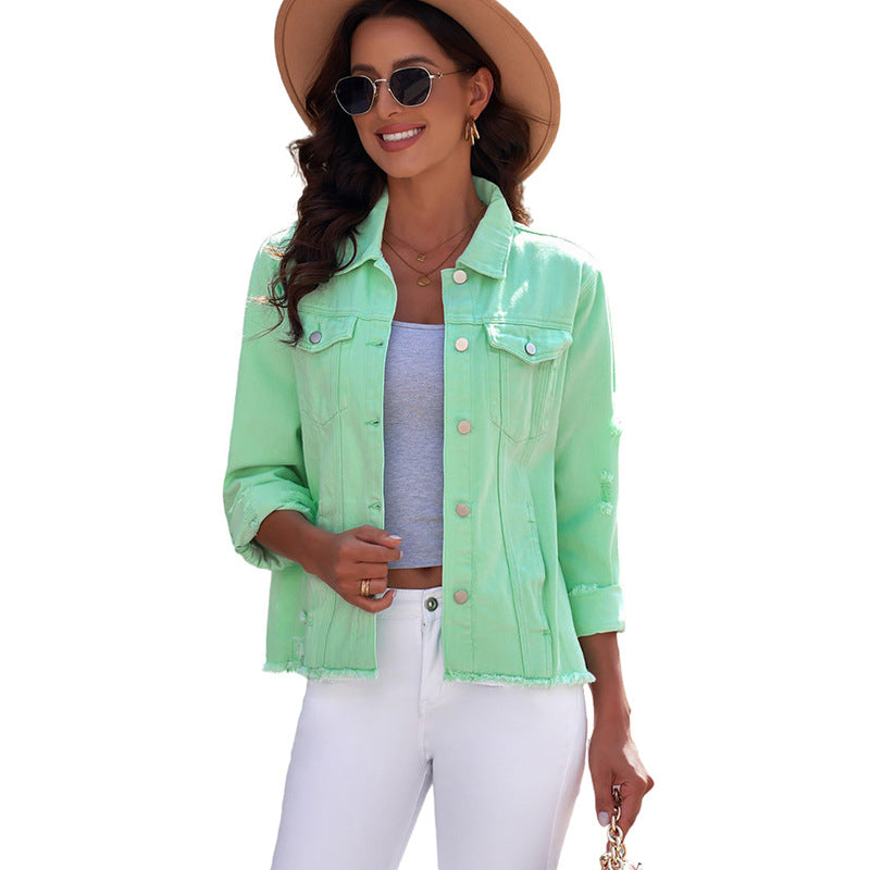 Damen Denim-Jacke mit lässigem Schnitt und funktionalen Taschen WW