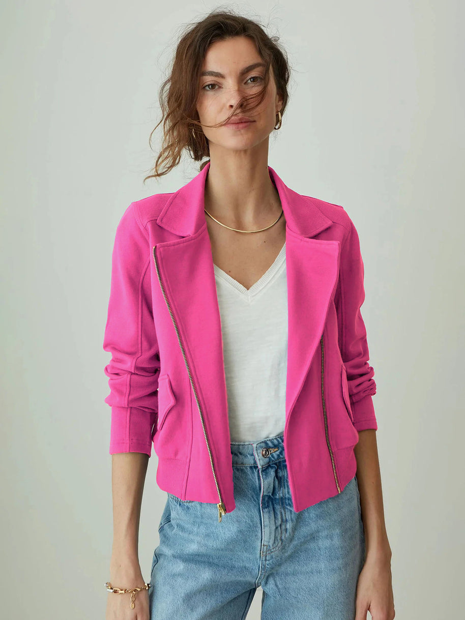 Damen Bikerjacke aus edlem Kunstleder mit modernem Schnitt und feiner Textur WW