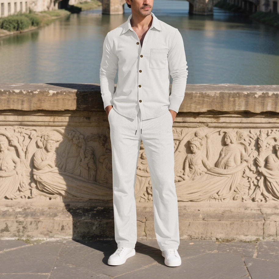 Herren eleganter Freizeitanzug mit strukturierter Oberfläche und praktischen Taschen WW