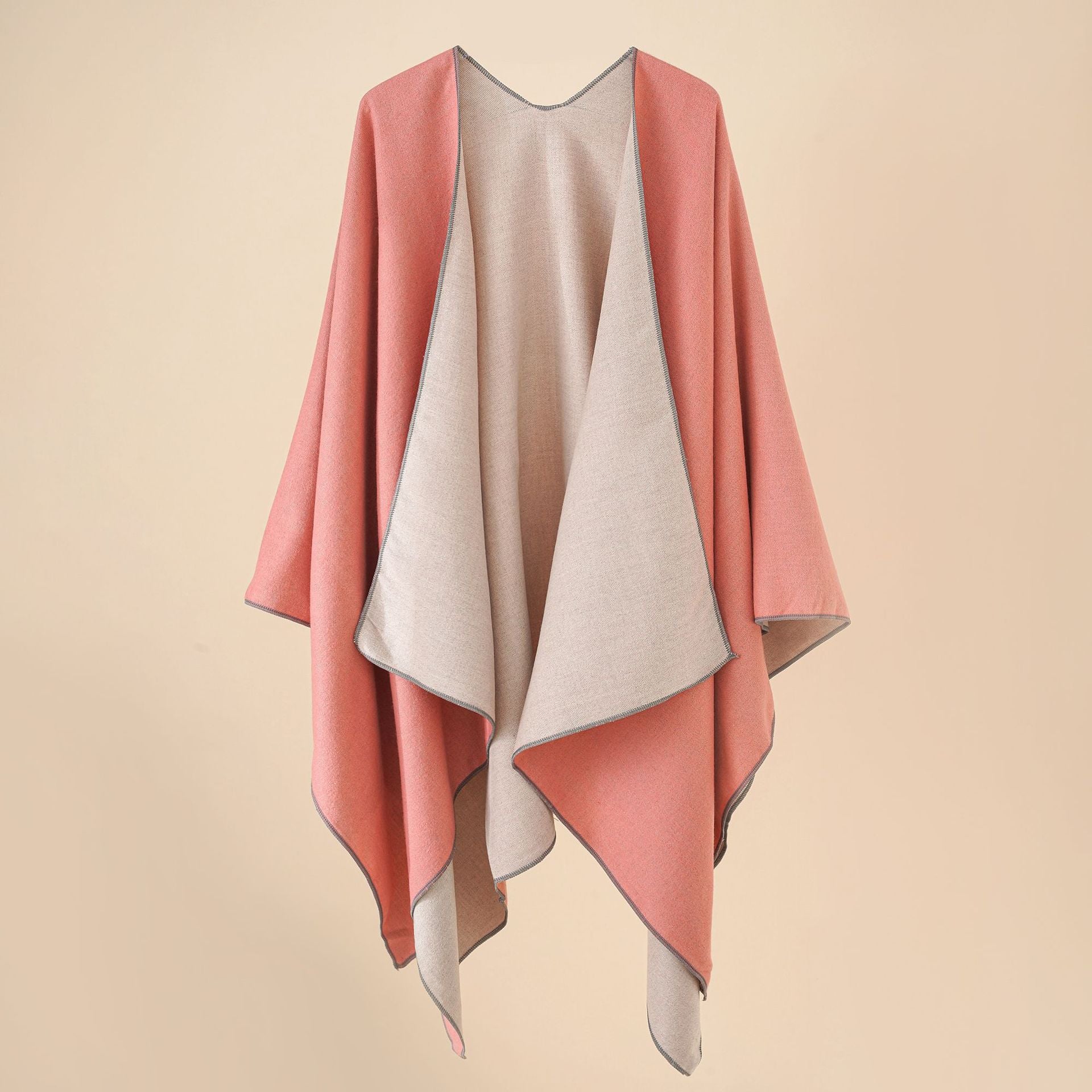 Damen Wohlfühl-Poncho aus weichem Wollmix mit elegantem Schnitt WW
