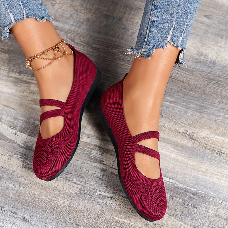 WW | Flache Slipper Mit Riemen Über Dem Spann Und Flacher Sohle Für Damen