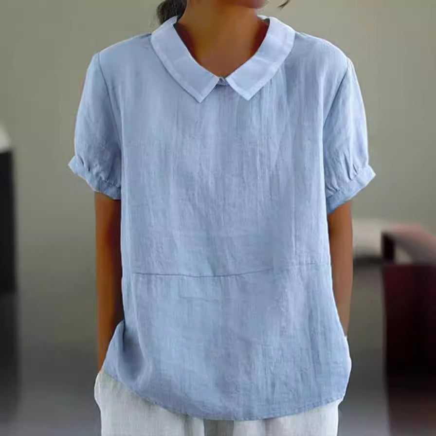 Damen Bio-Leinen Bluse mit Kragen WW