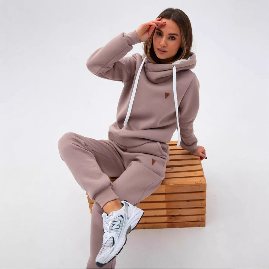 Damen Sportliches Hoodie-Set mit hohem Kragen WW