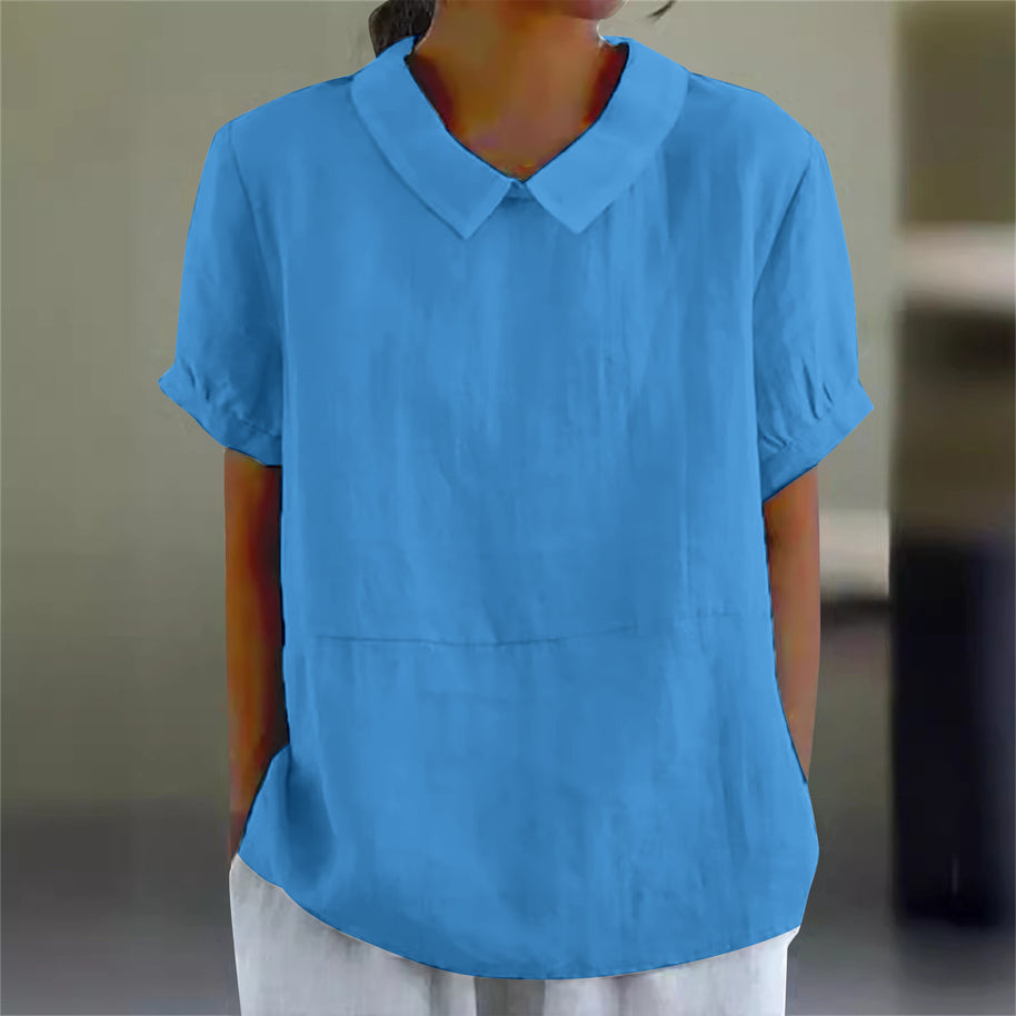 Damen Bio-Leinen Bluse mit Kragen WW