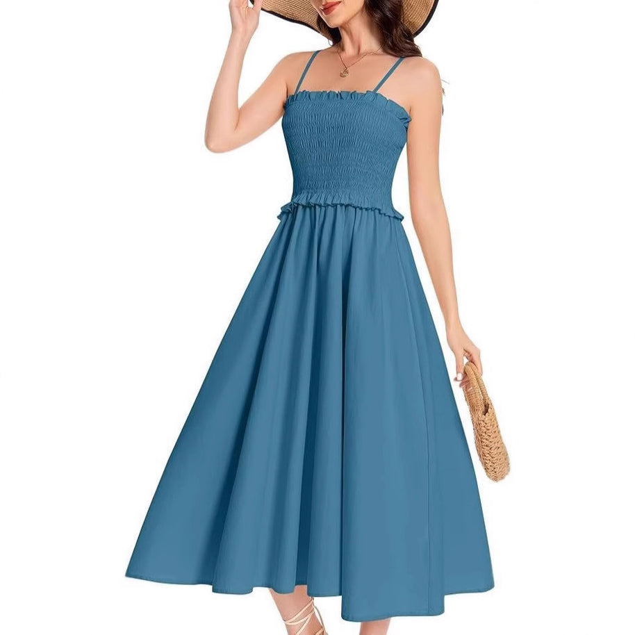 Damen elastisches Maxikleid mit Rüschendetails und geschmeidigem Material WW