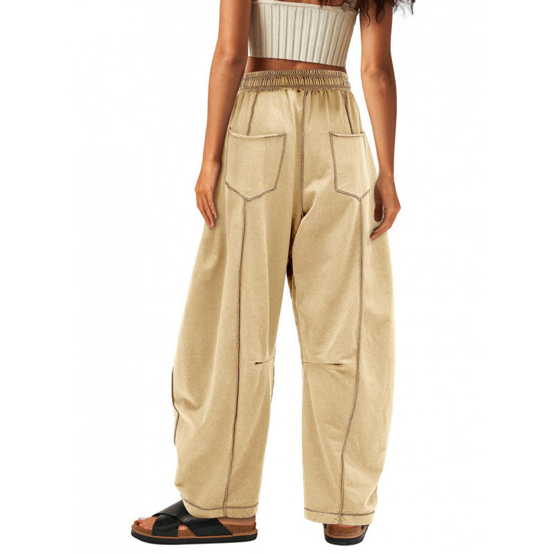 Damen weite Freizeithose mit praktischen Seitentaschen und elastischem Bund WW