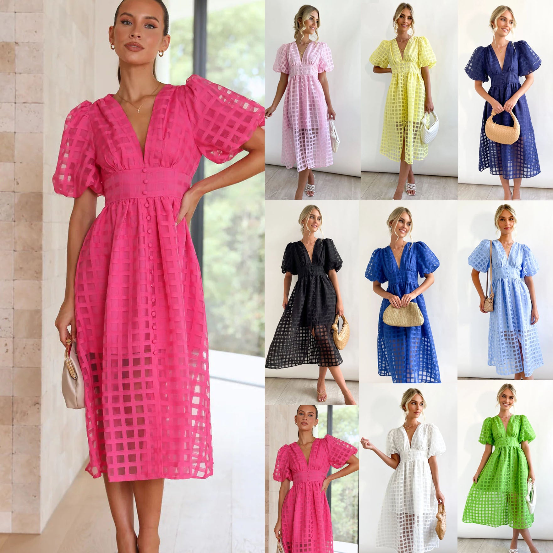 WW | Midikleid mit Puffärmeln
