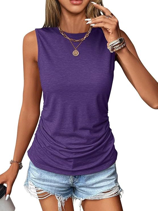 Damen ärmelloses Shirt mit modischem Raffungseffekt und hochwertigem Stoff WW