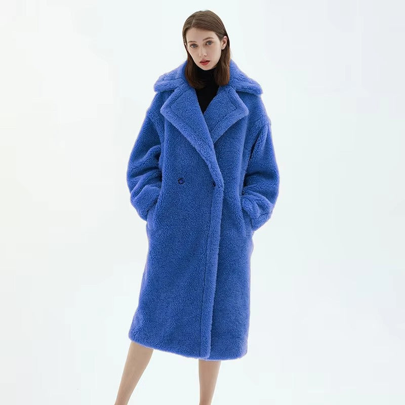 Damen Fleece-Mantel mit doppelter Knopfleiste und trendigem Schnitt WW