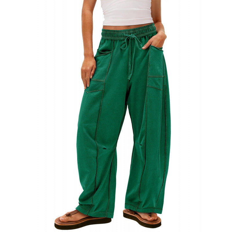 Damen weite Freizeithose mit praktischen Seitentaschen und elastischem Bund WW
