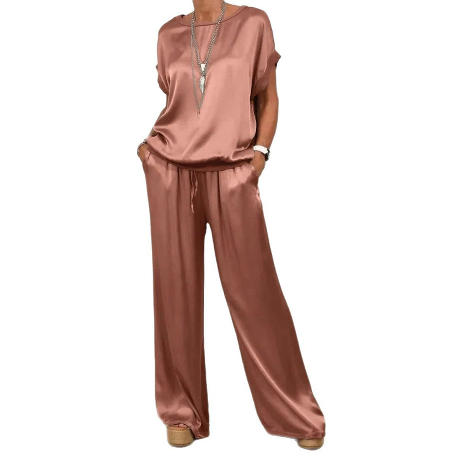 Damen elegantes Lounge-Set mit fließendem Schnitt und elastischem Bund WW