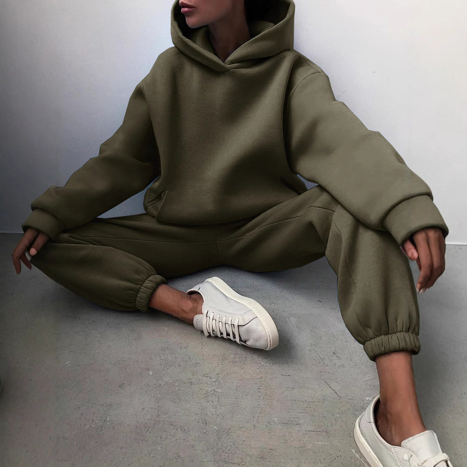 Damen Sportliches Loungewear-Set mit oversized Hoodie und bequemen Jogginghosen WW