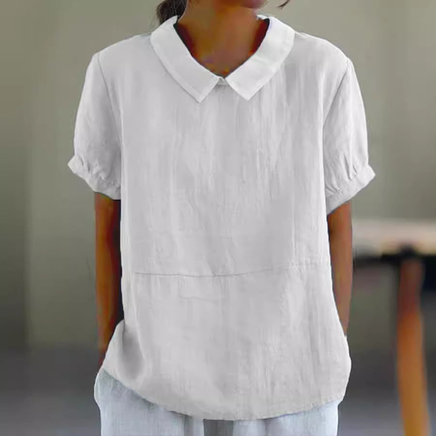 Damen Bio-Leinen Bluse mit Kragen WW