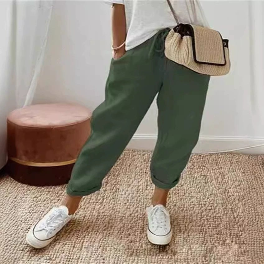 Damen Bequeme und lässige Chino-Hose mit elastischem Bund WW