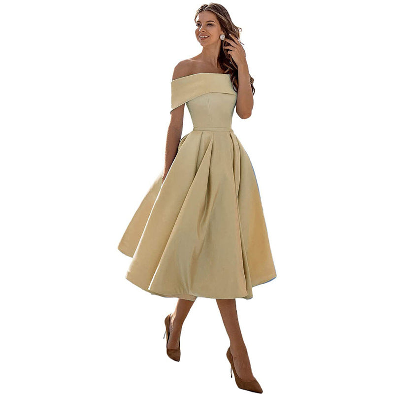 WW | Vielseitiges Trägerloses Satin-Kleid Für Partys