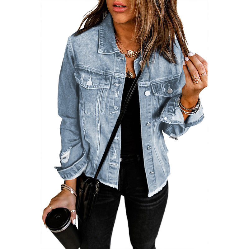 Damen Denim-Jacke mit lässigem Schnitt und funktionalen Taschen WW