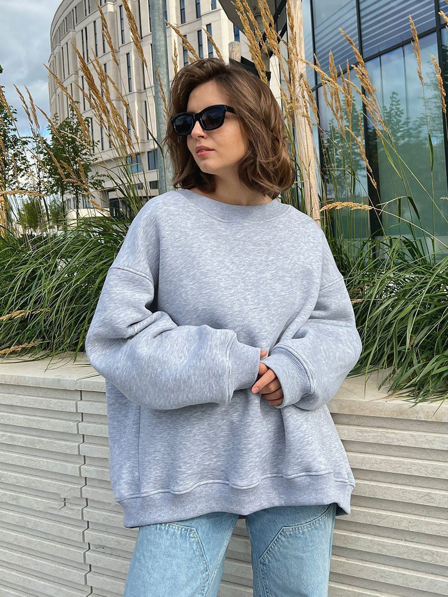 Damen Oversized Sweatshirt mit dropped Shoulder und weichem Fleece-Waren WW