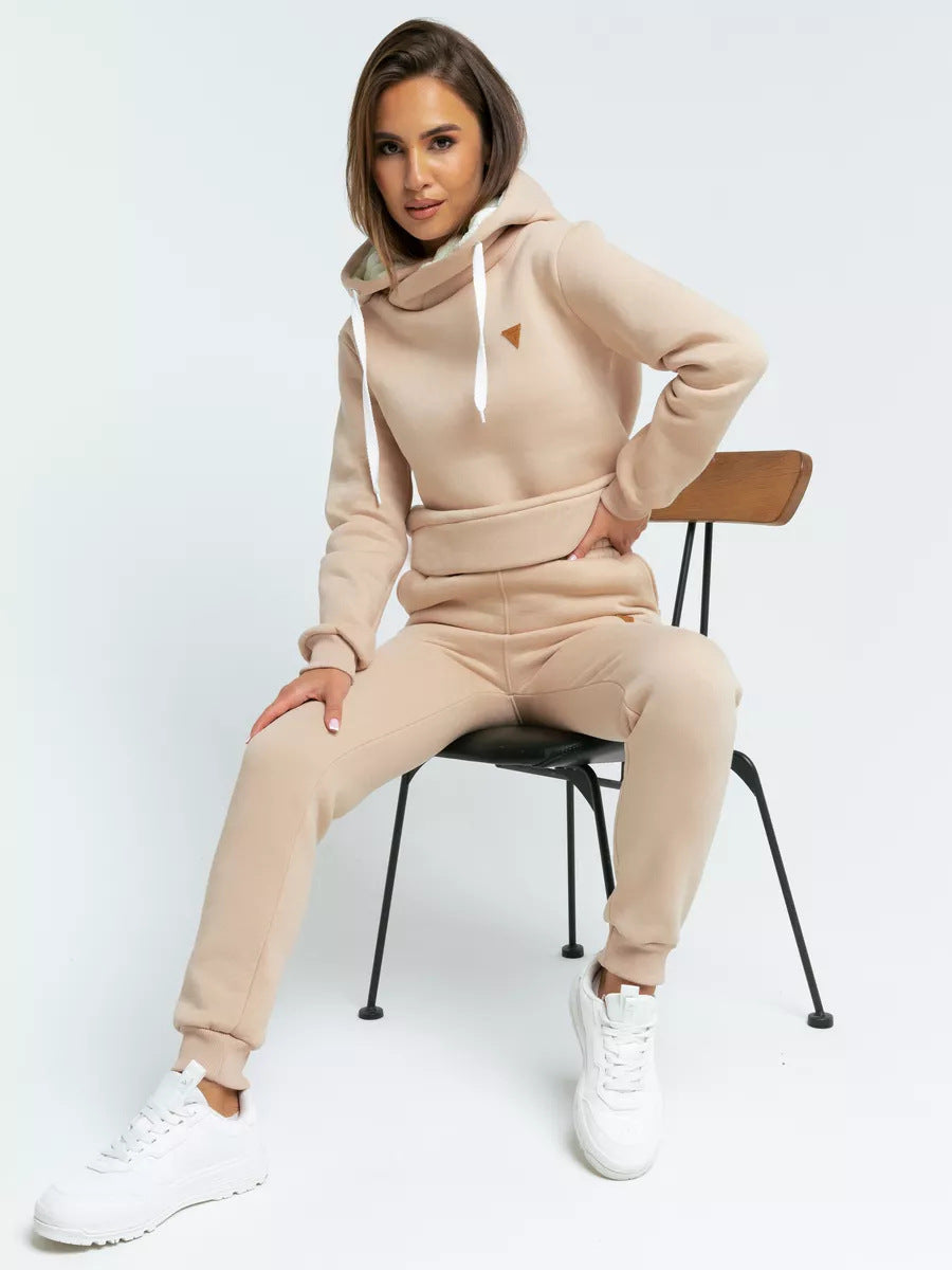 Damen Sportliches Hoodie-Set mit hohem Kragen WW