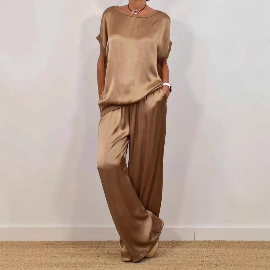 Damen elegantes Lounge-Set mit fließendem Schnitt und elastischem Bund WW