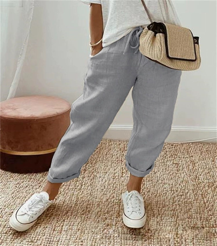 Damen Bequeme und lässige Chino-Hose mit elastischem Bund WW