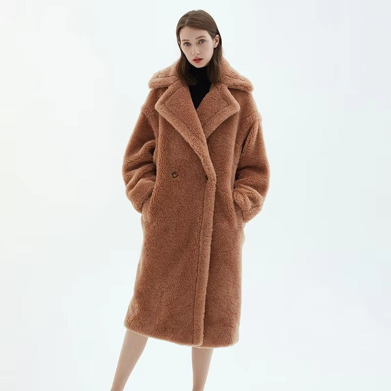 Damen Fleece-Mantel mit doppelter Knopfleiste und trendigem Schnitt WW