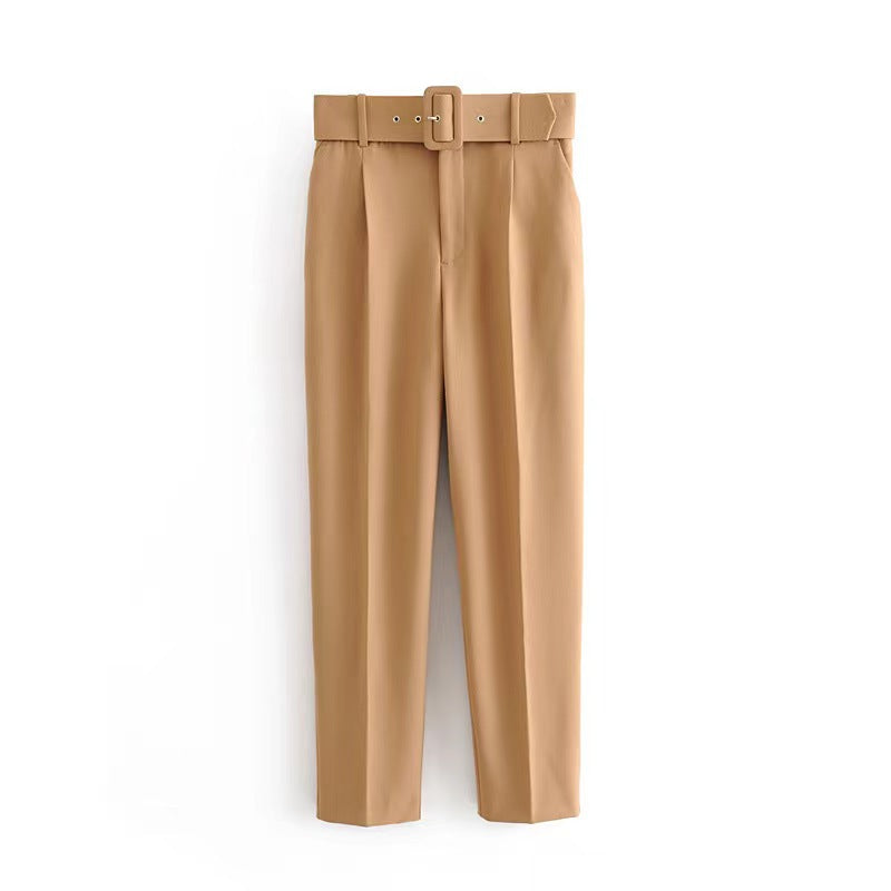 Damen weite Hochbundhose mit schickem Gürtel WW