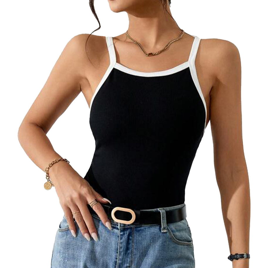 Damen ärmelloses Top mit elegantem Kontrastdesign W&W