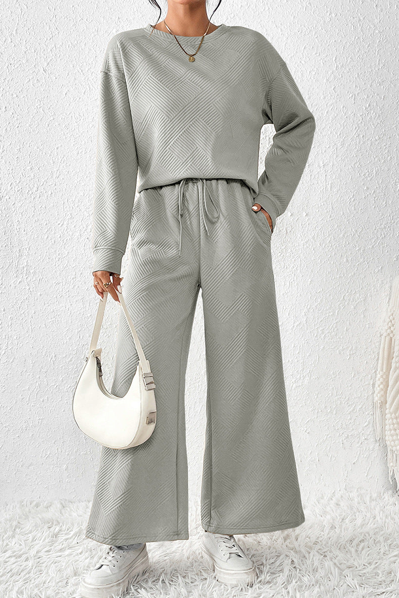 Damen gemütliches Lounge-Set mit strukturiertem Muster WW