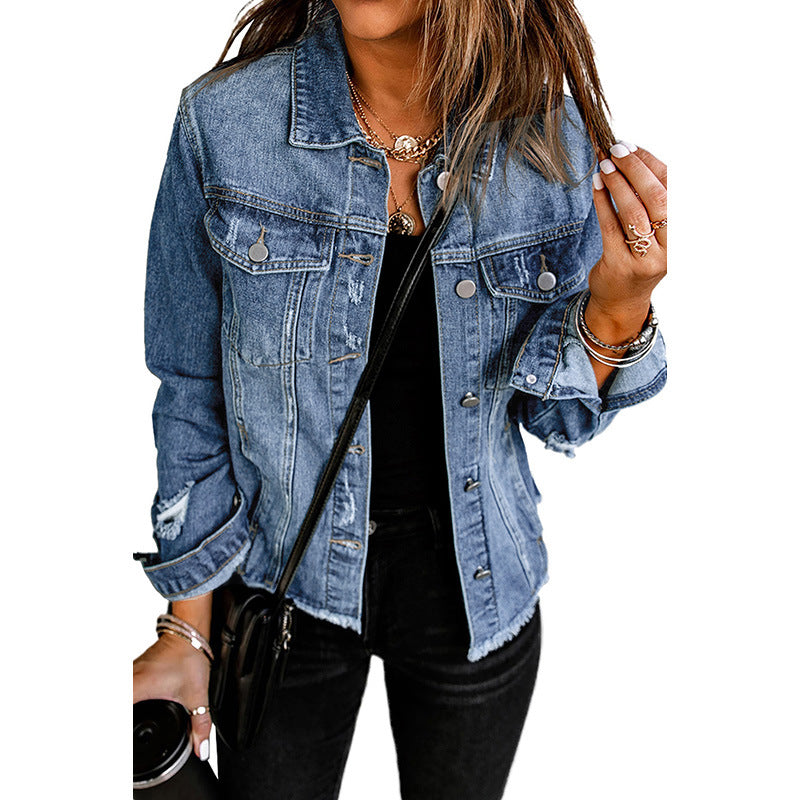 Damen Denim-Jacke mit lässigem Schnitt und funktionalen Taschen WW
