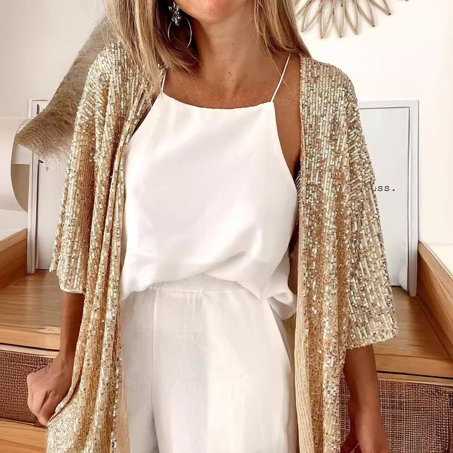 Damen lässiger Cardigan mit offenen Front und fließender Passform WW