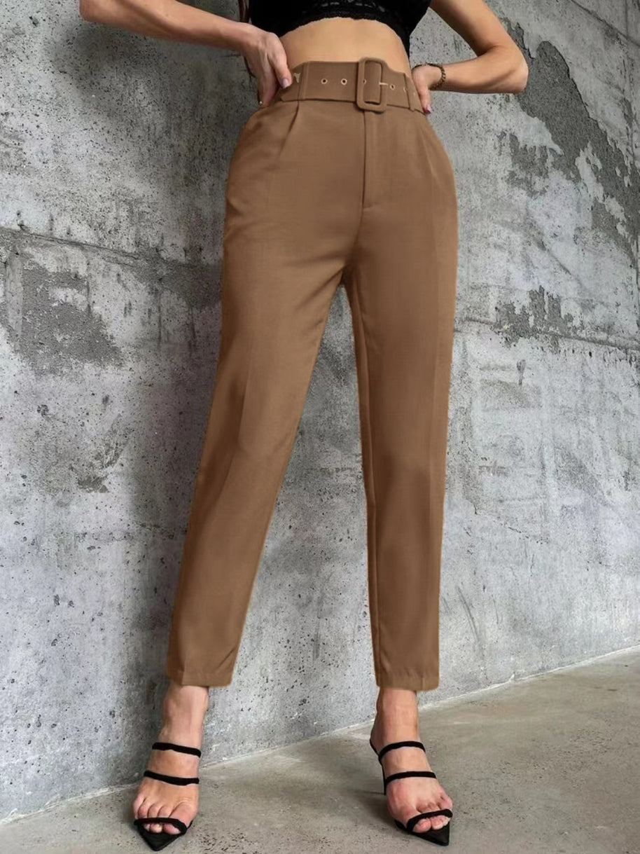Damen weite Hochbundhose mit schickem Gürtel WW