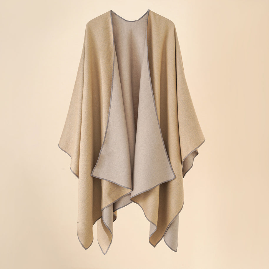 Damen Wohlfühl-Poncho aus weichem Wollmix mit elegantem Schnitt WW