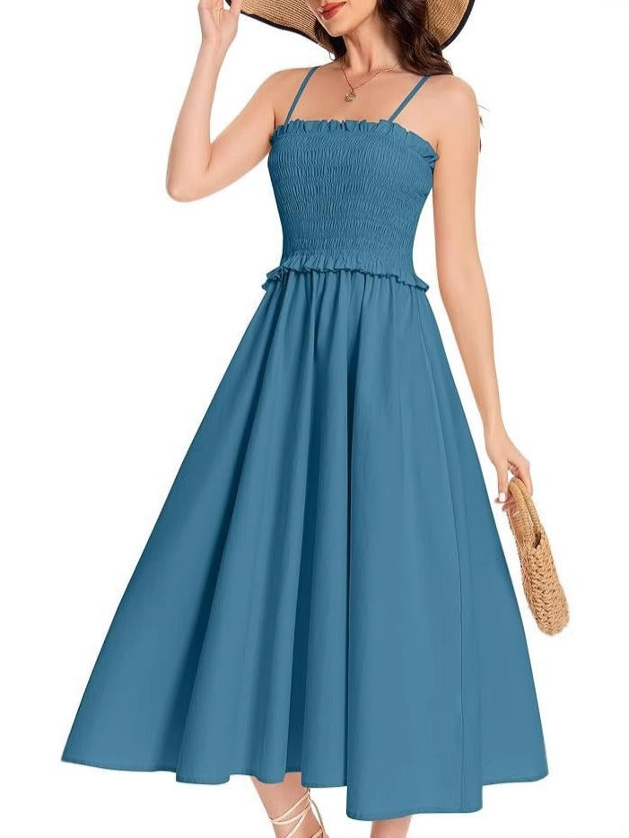 Damen elastisches Maxikleid mit Rüschendetails und geschmeidigem Material WW