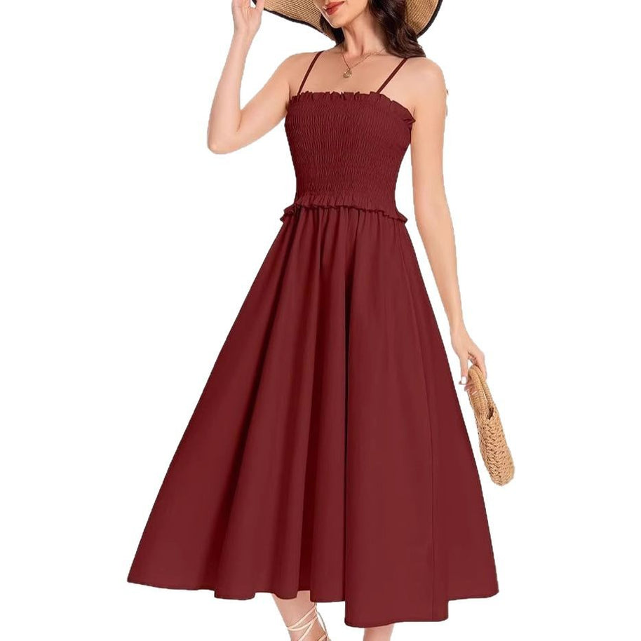 Damen elastisches Maxikleid mit Rüschendetails und geschmeidigem Material WW