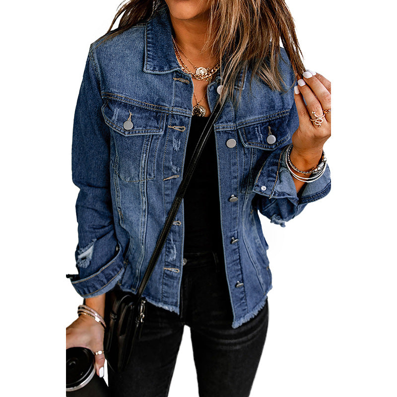 Damen Denim-Jacke mit lässigem Schnitt und funktionalen Taschen WW