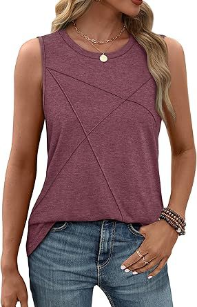 Damen ärmelloses T-Shirt mit modernem geometrischen Design WW
